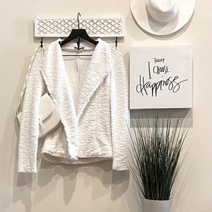 Premise White Textured Blazer with Fringe Detail | Size 10